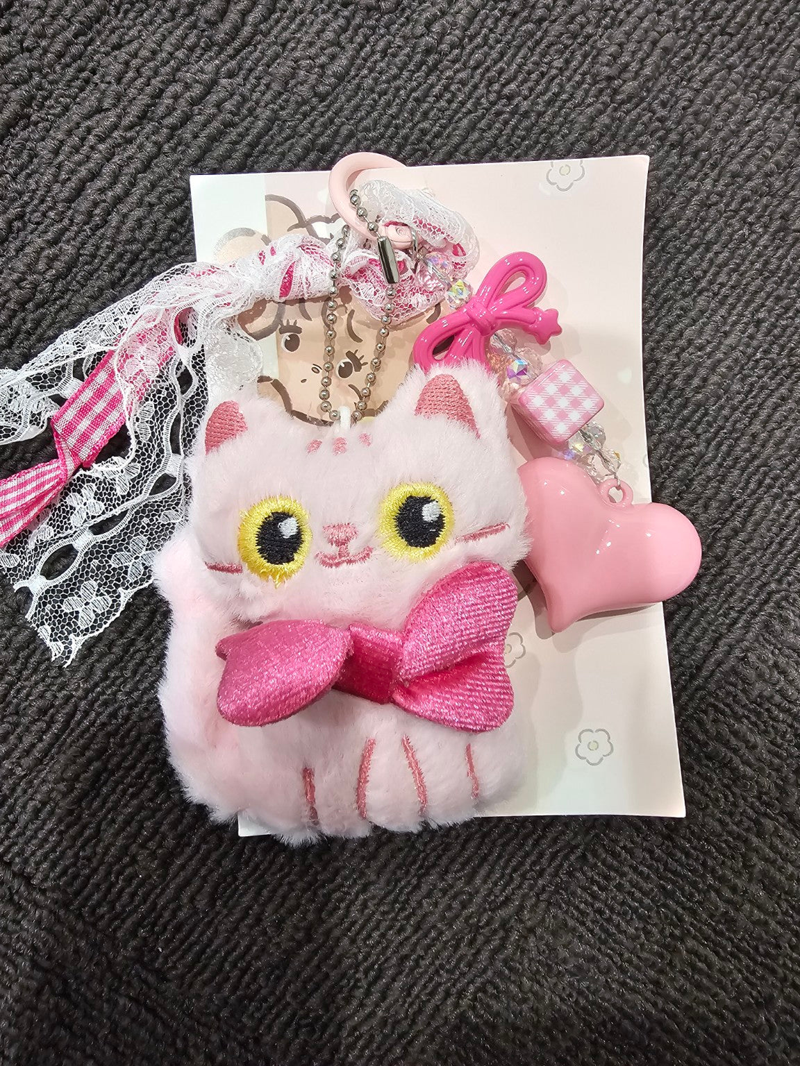 Pink Cat Bag Charm Pendant
